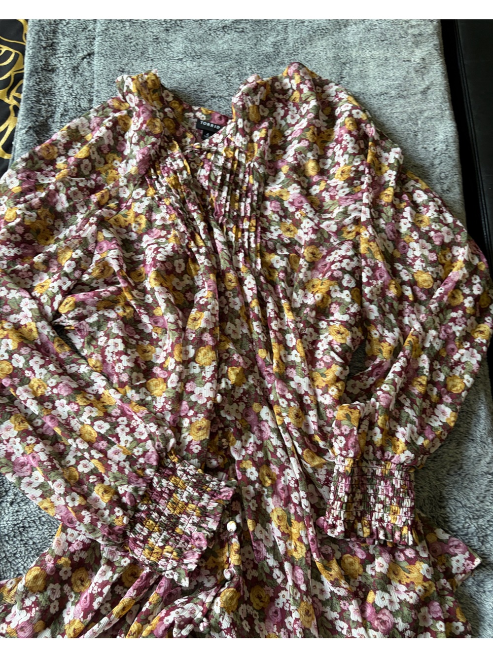 Torrid Floral Blouse Purple & Yellow Size 6